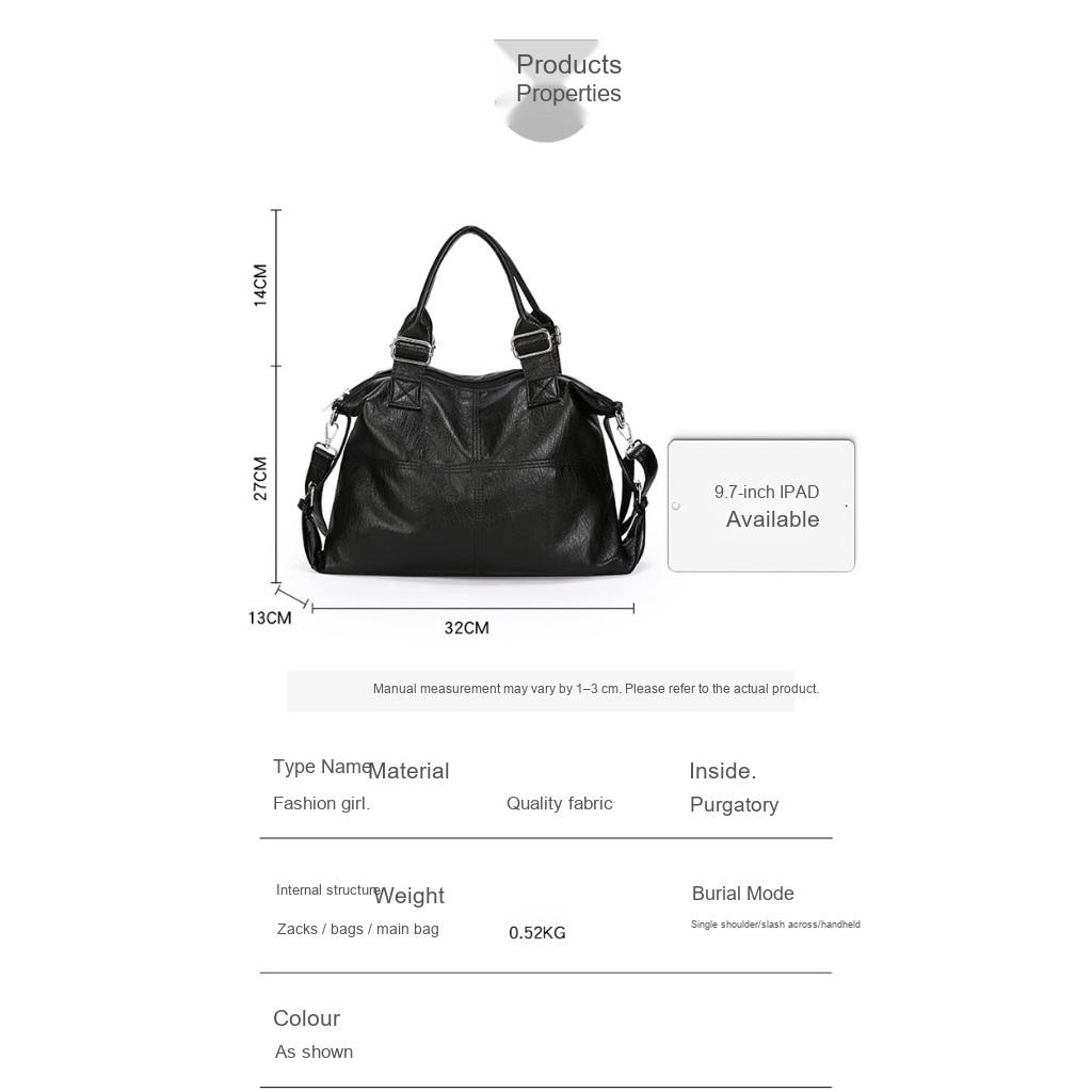 Handbag Women PU Large Capacity Adjustable Strap Office Daily