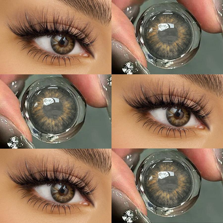 FERSHLADY Colored Contact Lenses 2pcs 14.0mm Yearly, 40% Water, Natural Iris Design, Soft & Breathable, Comfortable for Daily Makeup