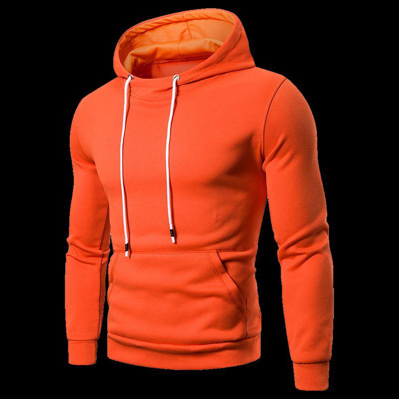2025 Men's Trendy Solid Color Hooded Sweatshirt - Autumn/Winter Versatile Casual Pullover