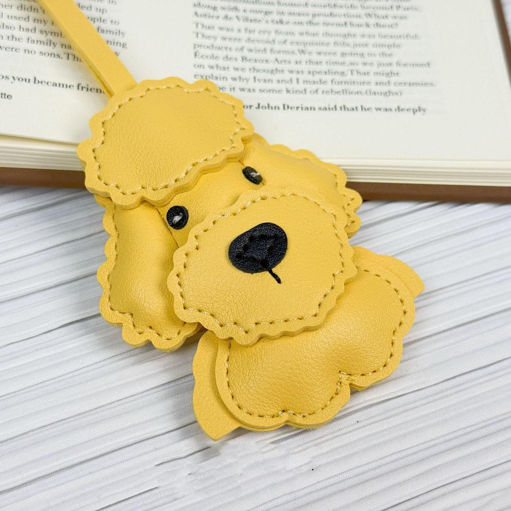 Trendiger niedlicher Kawaii-Cartoon Leder Pudel Hund Taschenanhänger Anhänger Schlüsselanhänger Tier Rucksack Handtasche Dekoration Anhänger für Frauen Männer