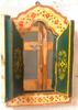 Handmade Carved Wooden Inlay Window: Painted Indian King Decor