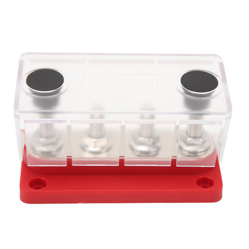4 Studs Power Distribution Block 12‑48V 150A Brass Nickel Plated for Cars Trucks RVs Marine Boats Red