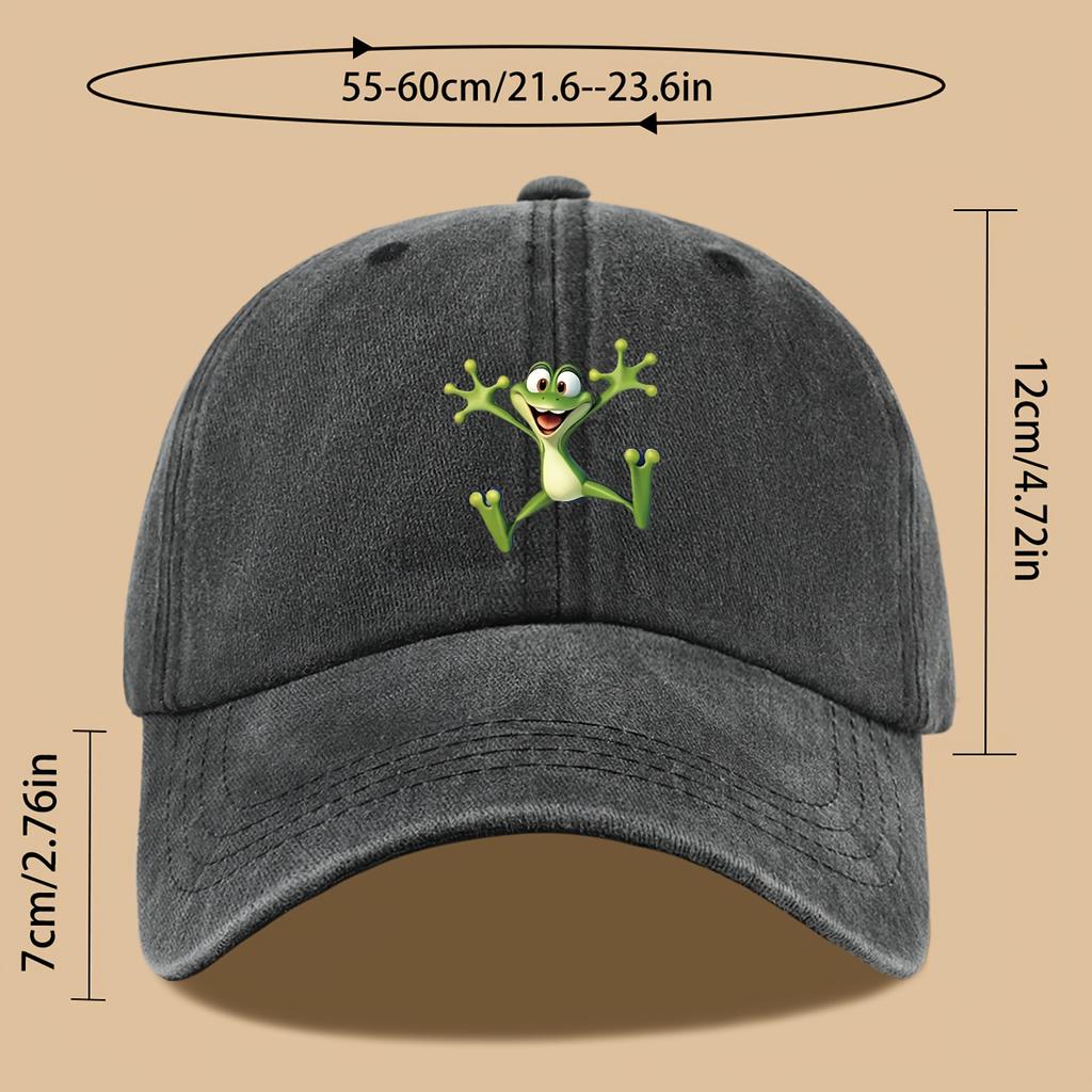 1pc Fun Jumping Frog Print Adjustable Size Unisex Trucker Hat Perfect for Fishing Casual Baseball Cap