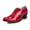 Outdoor Pointed Men Formal Wear Business Mid Heel Leather Shoes Lace-up Oxfords Office Party Dress Shoes for Work Wedding