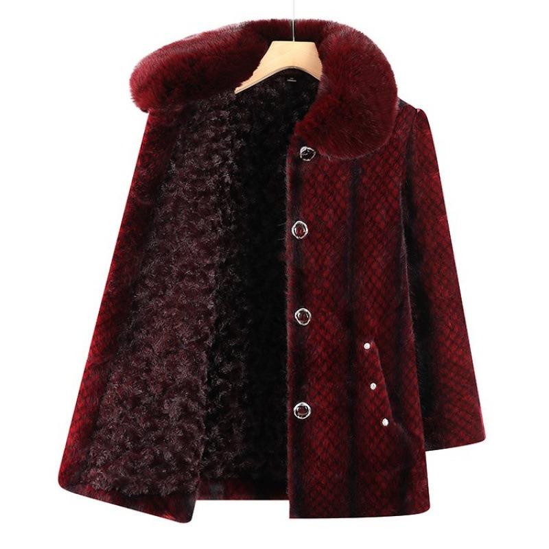 Winter Thermal Coat, Winter Velvet Thickened Women's Coat, Mink Old Lady Cotton-padded Coat