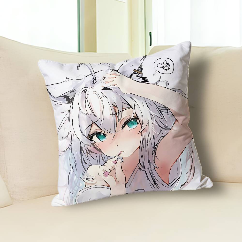 S-Shirakami Cute F-Fubuki Pillow Cases for Bedroom Living Room Sofa Home Decor Polyester Cushion Cover with Zipper