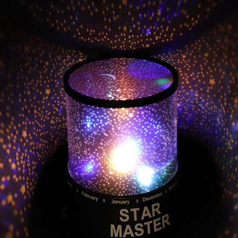 1Pc Led Night Light Projector Starry Sky Star Moon Kids Baby Sleep Colorful Lamp