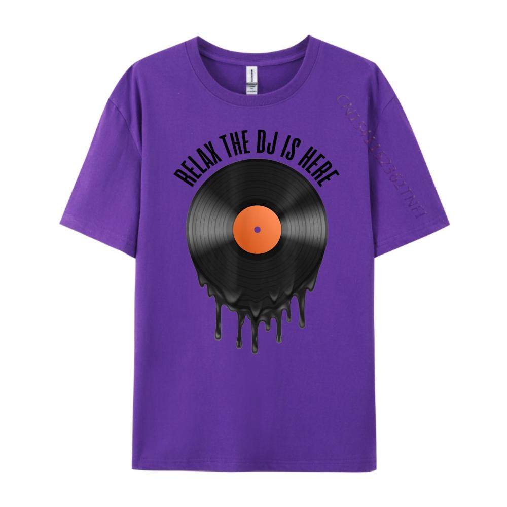 Relax The Dj Is Here Melting Vinyl Record Plain T Shirts Wholesale Luxury Brand