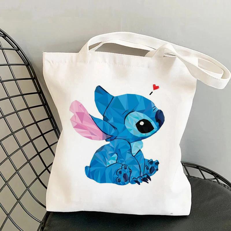 Lilo & Stitch Print Canvas Shoulder Backpack and Shopping Bag