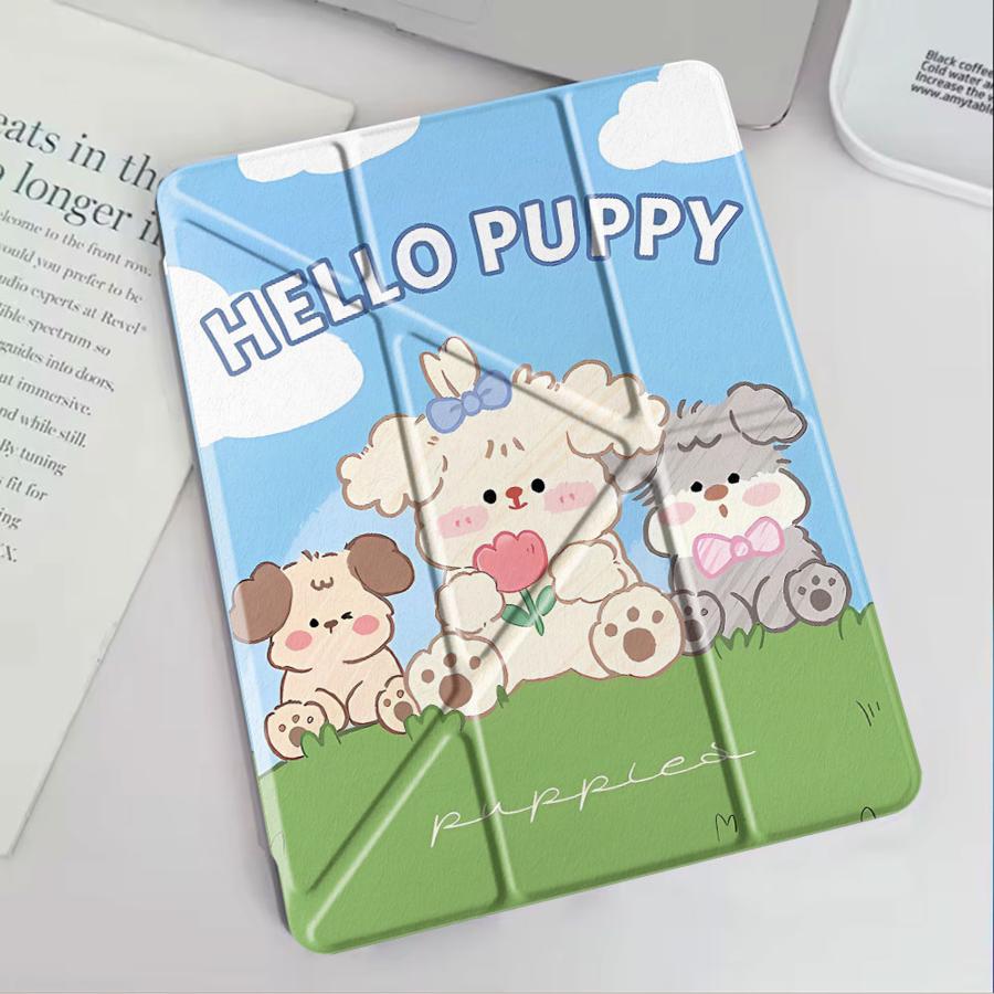 Black And White Puppy Holder Cover Tablet Case For iPad Mini 6 7 Air 4 5 M3 M2 1 2 M4 11inch Pro 11th 10th 9th 8th 7th 12.9inch