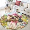 Shih Tzu & Flowers Pattern Round rug,Carpet Rug for Living Room Bedroom Playroom ,Non-slip Floor Mat,Holiday Gifts and Birthday Gifts.