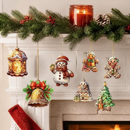 Gingerbread Man Hanging Ornaments 12/24/36Pcs Christmas Outdoor Decorations, Ornaments, 2D Double Sided Traditional Holiday Tree Decor Xmas for Office