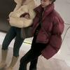 Autunno Inverno Donna Cappotto in cotone Colletto alla coreana Protezione collo Manica lunga Antivento Termico Imbottito spesso Chiusura con cerniera liscia Giacca morbida da donna