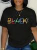 Camiseta Redonda de Colorido Estampado de Letras Unisex