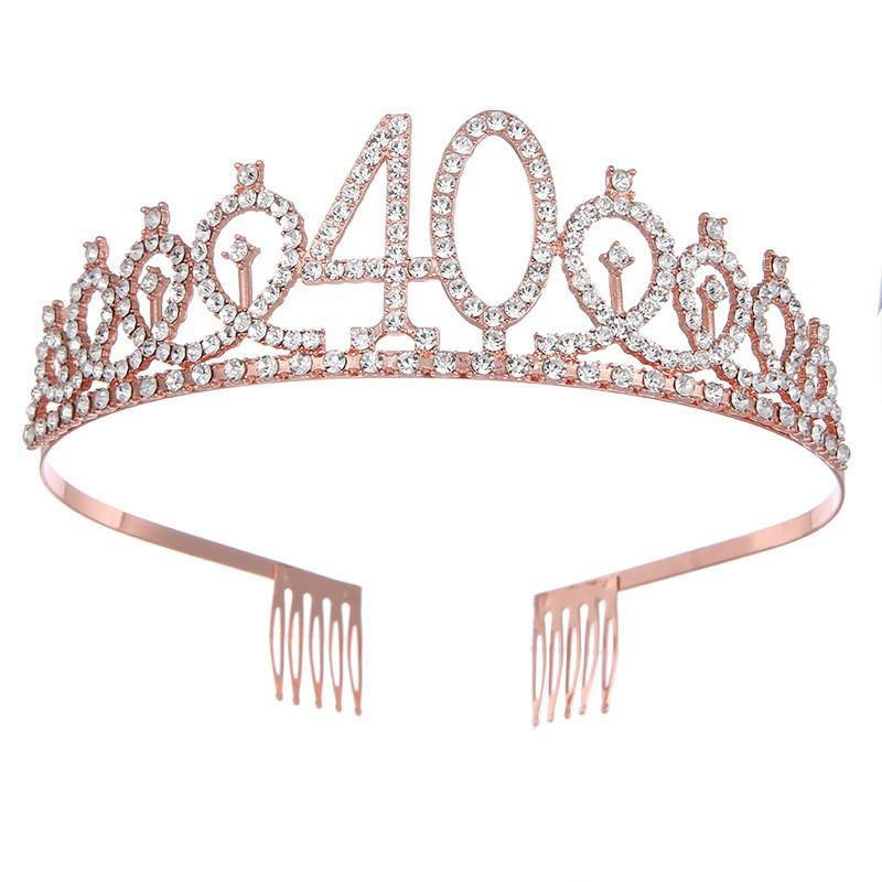 First Birthday Number Crown Water Diamond Headband  Ball Hair Accessory Anti Slip Cake  Decoration Alloy Hair Band