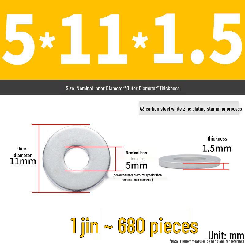 Extra Large Galvanized Metal Flat Washer - Thickened Round Screw Washer M6-M16