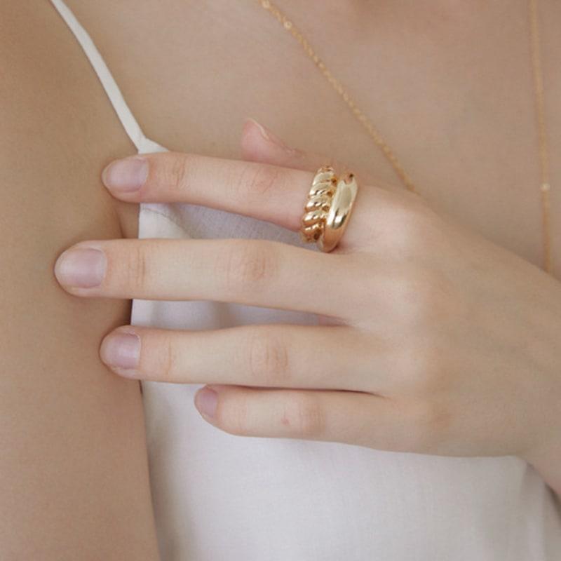 halden bold rope minimal two shape ring (R008_gold)