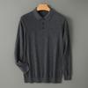 High Quality Worsted Spun Collar Wool Sweater Men's Spring and Autumn Business Polo Sweater Thin Long Sleeved Knitted T-Shirt