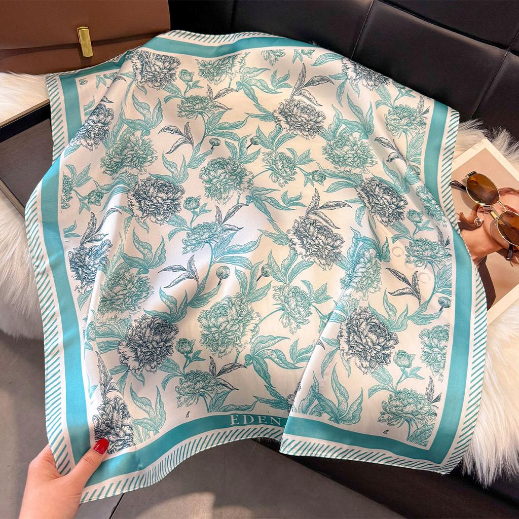 New Luxury Silk Shawl Square Scarf for Women Satin Hijab Fashion Wraps Neckerchief Female Hair Bands Ribbon Headband Bandana