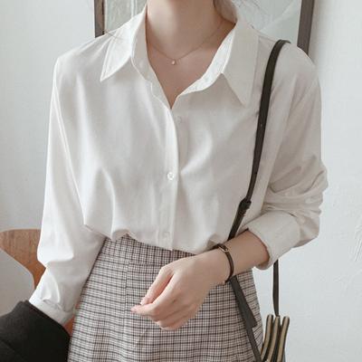 Casual Autumn White Shirt Female Design Sense Niche Blouse Early Fall Loose Long-sleeved Chiffon Blouse Female Temperament Elegant Fashion Top