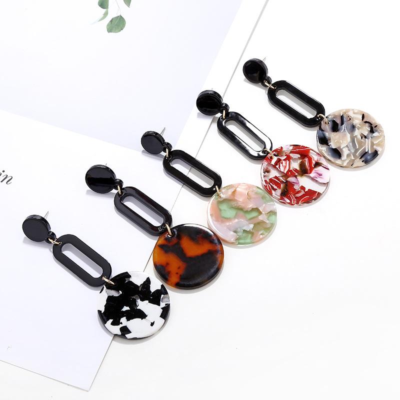 

Korean popular new retro acetate acrylic long earrings рожевий