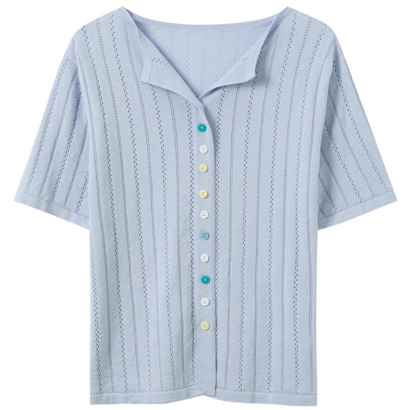 Sancai Lyocell Blend Plus Size Short Sleeve Knit Top L