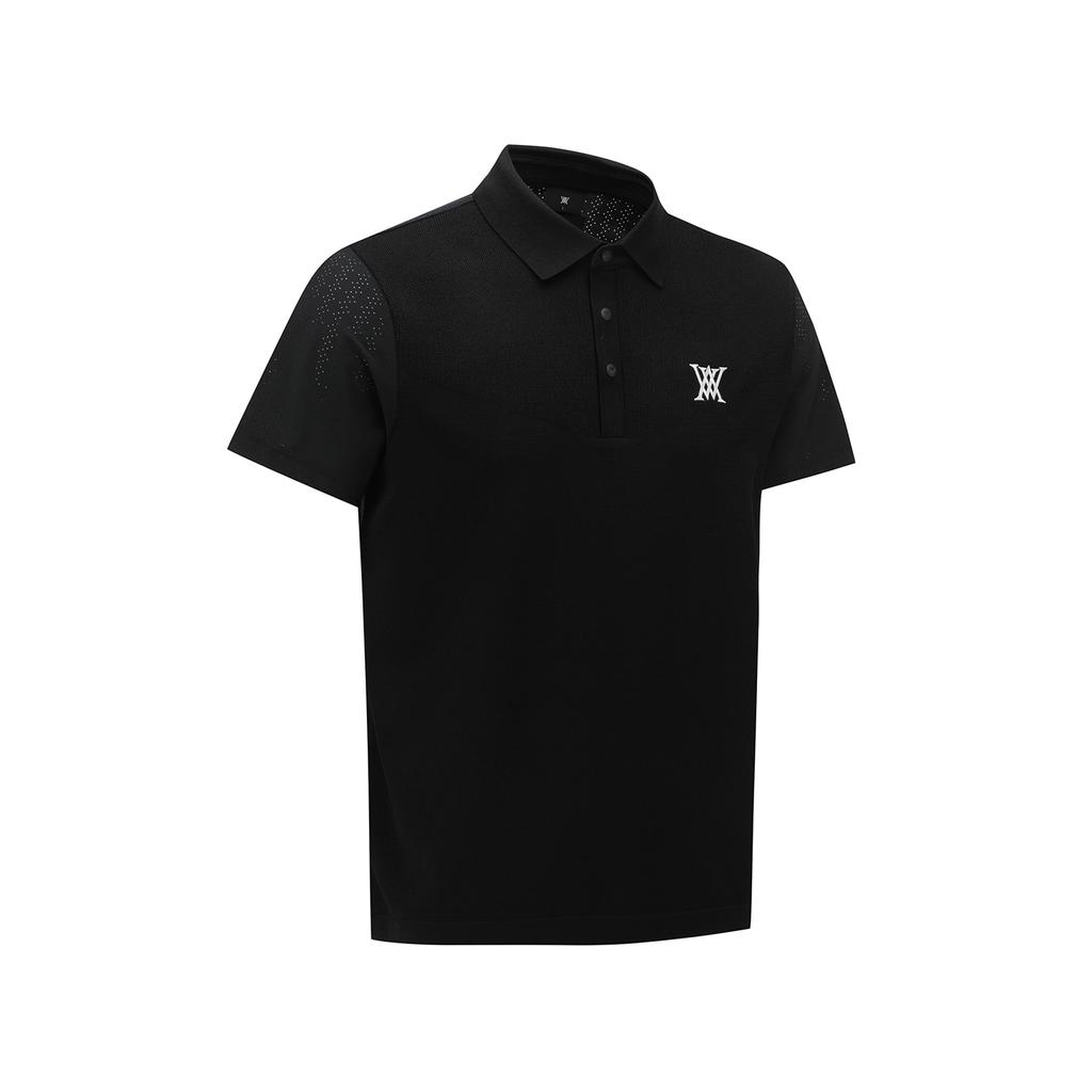 ANEW GOLF Men Hybrid Air Hole Short Sleeve Sweater_Bk