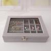 Praktyczne Pudełko do Przechowywania Biżuterii z Szklaną Pokrywką Organizer na Biżuterię Pojemnik na Kolczyki
