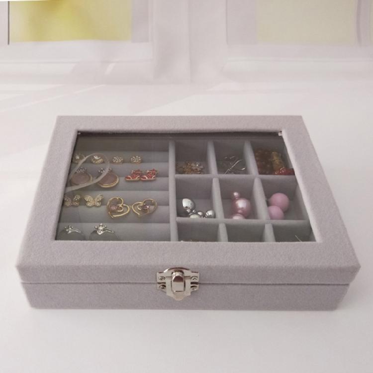 Praktyczne Pudełko do Przechowywania Biżuterii z Szklaną Pokrywką Organizer na Biżuterię Pojemnik na Kolczyki