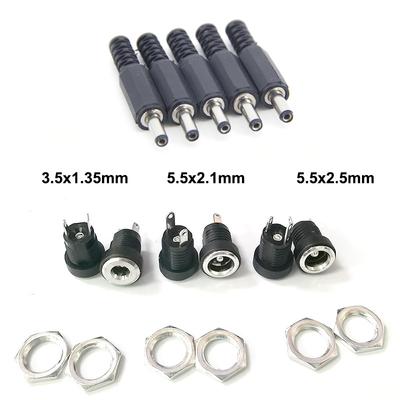 5,5X2,1mm/5,5X2,5 MM 3,5x1,35mm DC Buchse Power Jack Anschlussbuchse Versorgung Panel Mount Stecker Adapter 2 Terminal Typ