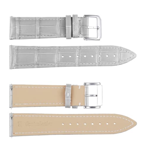 BINLUN Leather Watch Band, Quick Release, Replacement Strap for Men and Women, Crocodile Leather Pattern, Smartwatch Strap (22mm, Gray)