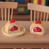 Miniature Strawberry Cream Cake Dollhouse Ornament Keychain Pendant Resin Accessory.