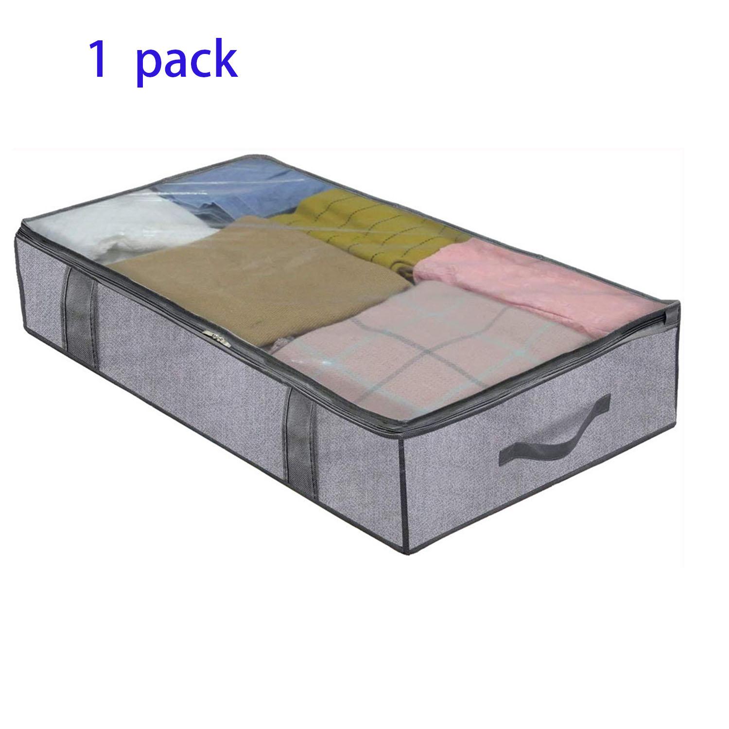 

Under the bed quilt storage bag with cover can be folded, can be used for bedding clothes toys with 4 reinforced handle