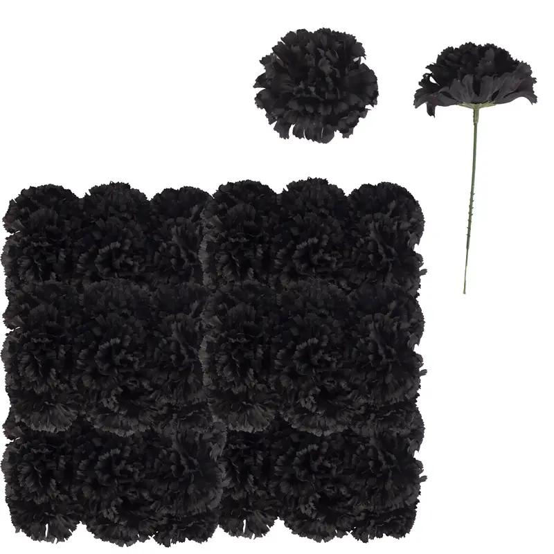 

100PCS 3.5 Artificial Carnations - Lifelike Faux Flowers for Funeral/Wedding Arrangements & DIY Crafts чорний