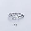 Minimalist Inlaid Cubic Zircon 12 Constellation Rings For Women Zodiac Sign Adjustable Finger Ring Simple Silver Color Jewelry