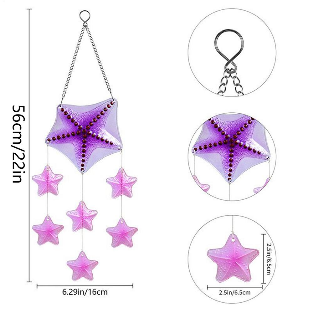 

Chimes For Outdoors Stained Glass Garden Wind Chimes Starfish Turtle Patio Decor Yard Ornaments For Window Porch Indoor Mom сірий