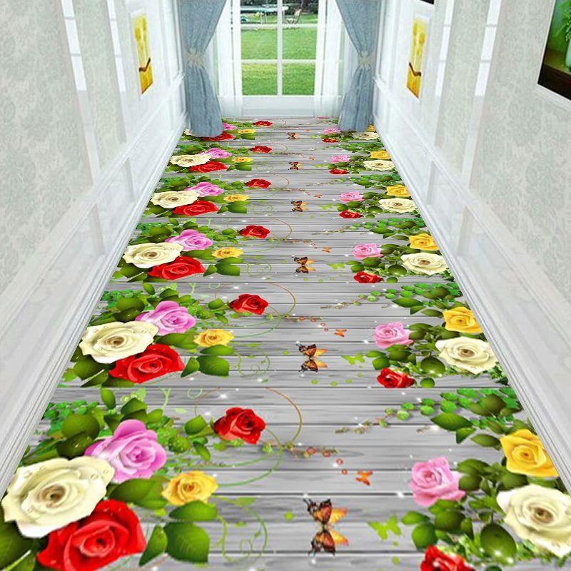 Tapete Longo 3D Corredor Caminho de Jardim Verde Decoração Sala de Estar Corredor Doméstico Tapetes de Chão Antiderrapantes Moderno Luxo Decoração de Entrada Tapete