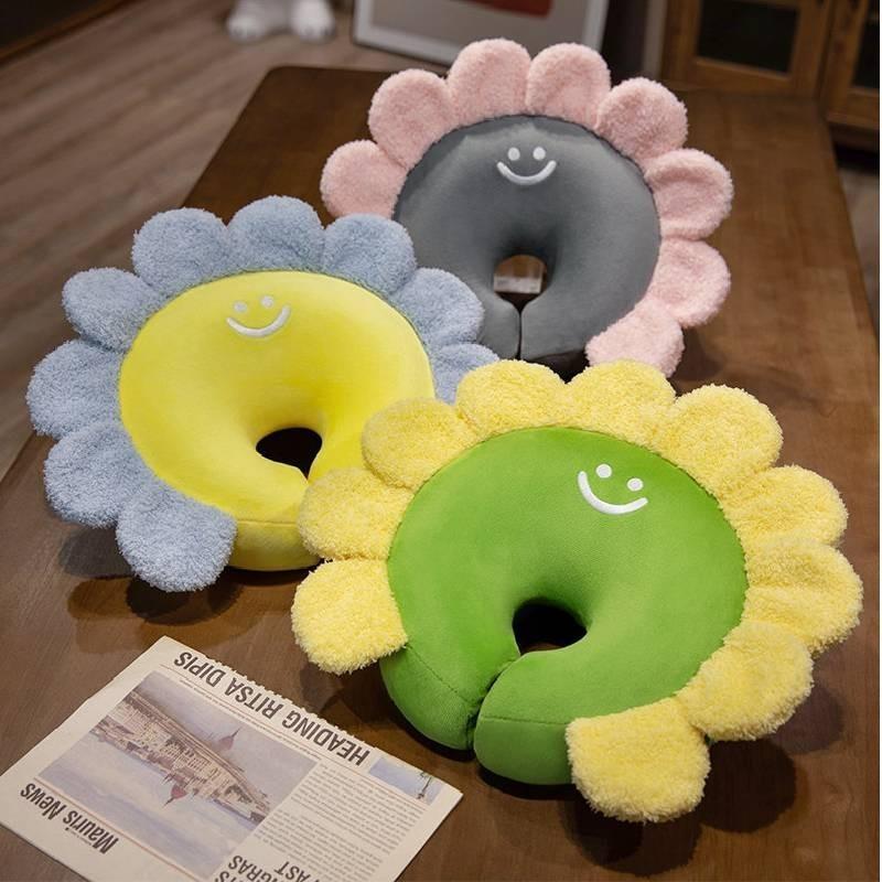 Adorable Cartoon Sunflower Memory Foam Nap Pillow For Kids Desk Rest Removable Cover