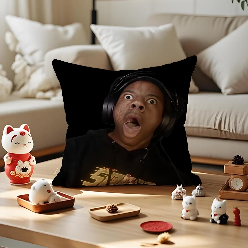 Funny IIShowSpeed Cushion Cover Silky Short Plush Invisible Zipper Dustproof Sofa Pillow Case for Home Decor