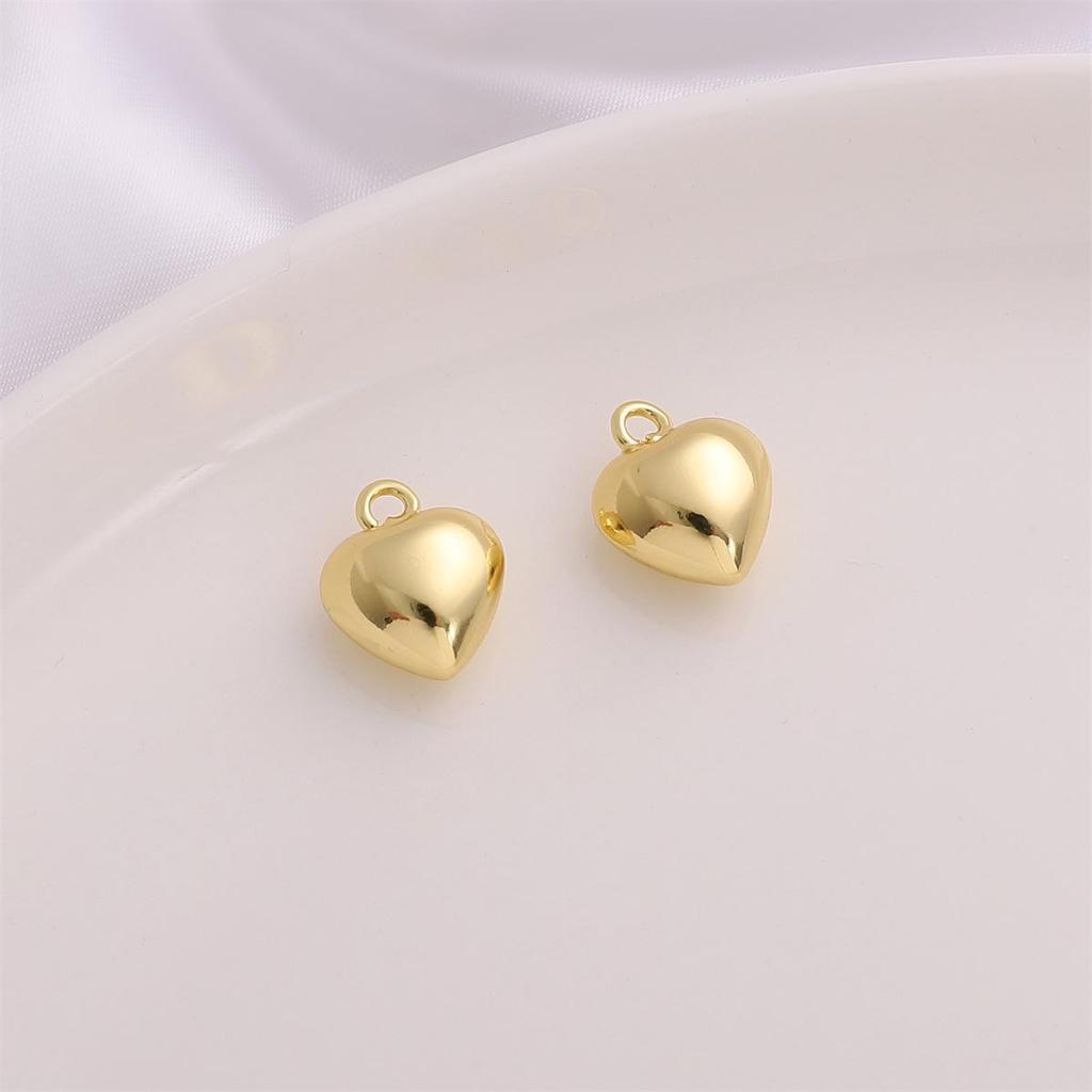 14K Gold-filled Heart-Shaped Pendant Charm for DIY Bracelet/Necklace - Real Gold, Shiny, Color-Preserving.