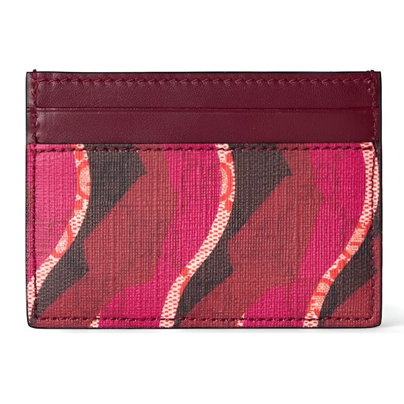 Gucci Snake pattern print embroidery GG Supreme canvas card holder women's ankara red