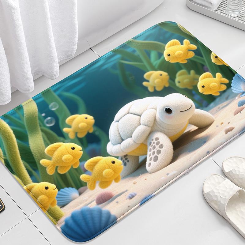 Bunte Badezimmertür-Matte mit Seestern-Muster, wasserabsorbierender kleiner Teppich, Toilettensitz-Matte, dekorative Bodenmatte, maschinenwaschbar