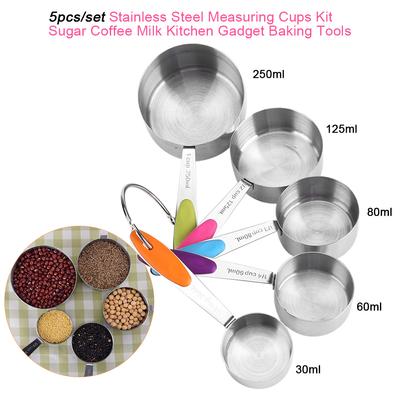 5-teiliges/Set Messbecher-Set aus Edelstahl Zucker Kaffee Milch Küchenhelfer Backwerkzeuge
