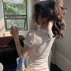 French Niche Lace Thin Slim-fitting Short-sleeved T-shirt for Women's Summer Sweet and Hot Girls Waist and Thin Top