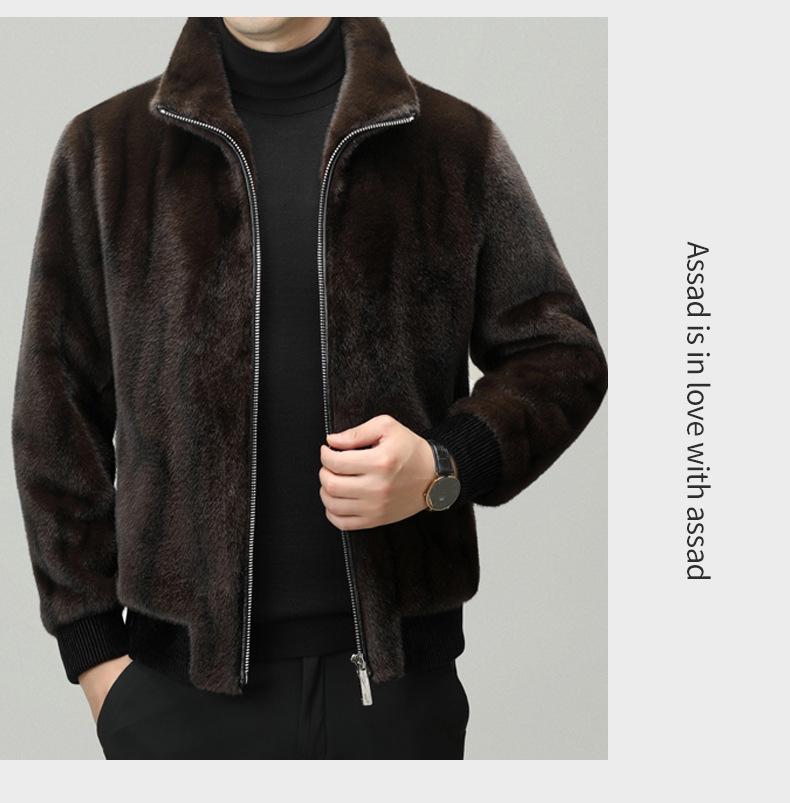 Men's Winter 2025 Sable Wool Jacket: Middle-aged Short Loose Lapel Coat
