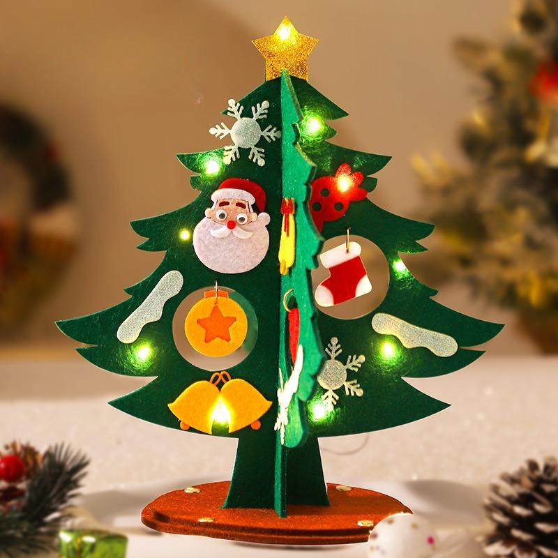 Mini Felt Christmas Tree DIY Handmade Xmas Tree Crafts Kids Gifts New Year Navidad Party Ornaments 2025 Home Table Decorations