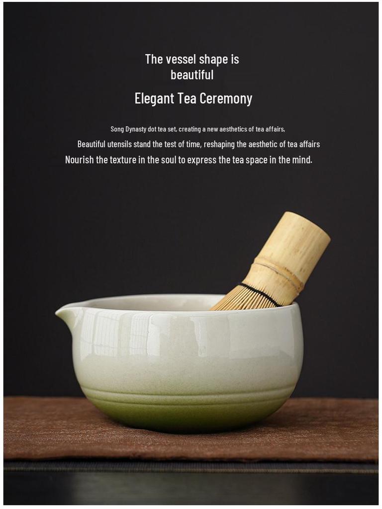 Japanese Matcha Tea Set: Ceramic Bowl & Whisk