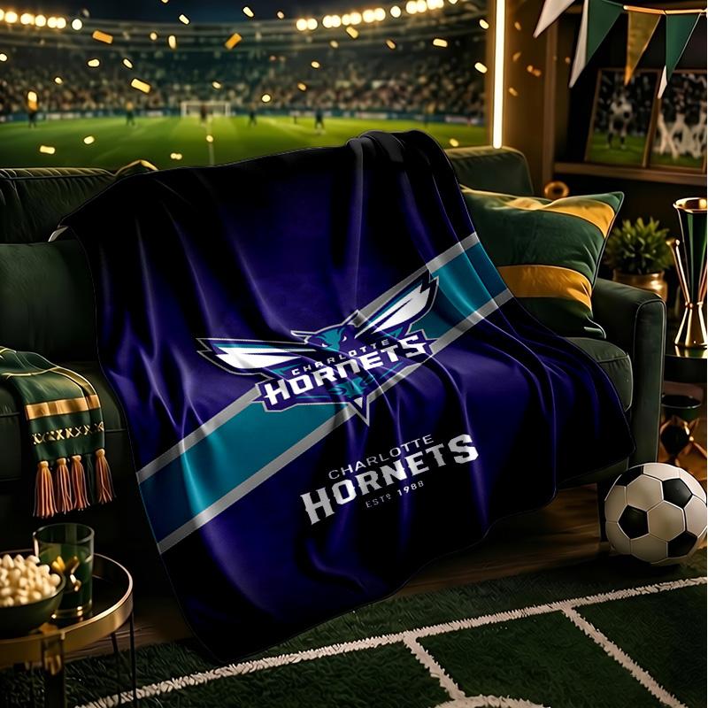 Charlotte-Hornets Logo Blanket Lightweight Flannel Bedding Blanket Perfect for Travel, Camping, Living Rooms, Offices, Sofas, Fan Christmas gift