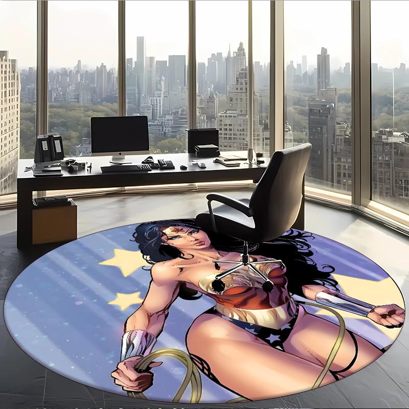 Wonder Woman (1) Round Office Rug Decorative Floor Rug for Office Bedroom Living Room and Home Space