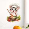Schattige Zilveren Gradiënt Kat Chef Keuken Muurstickers, Zelfklevende Decoratie voor Koelkast Kast Fornuis Decoratie